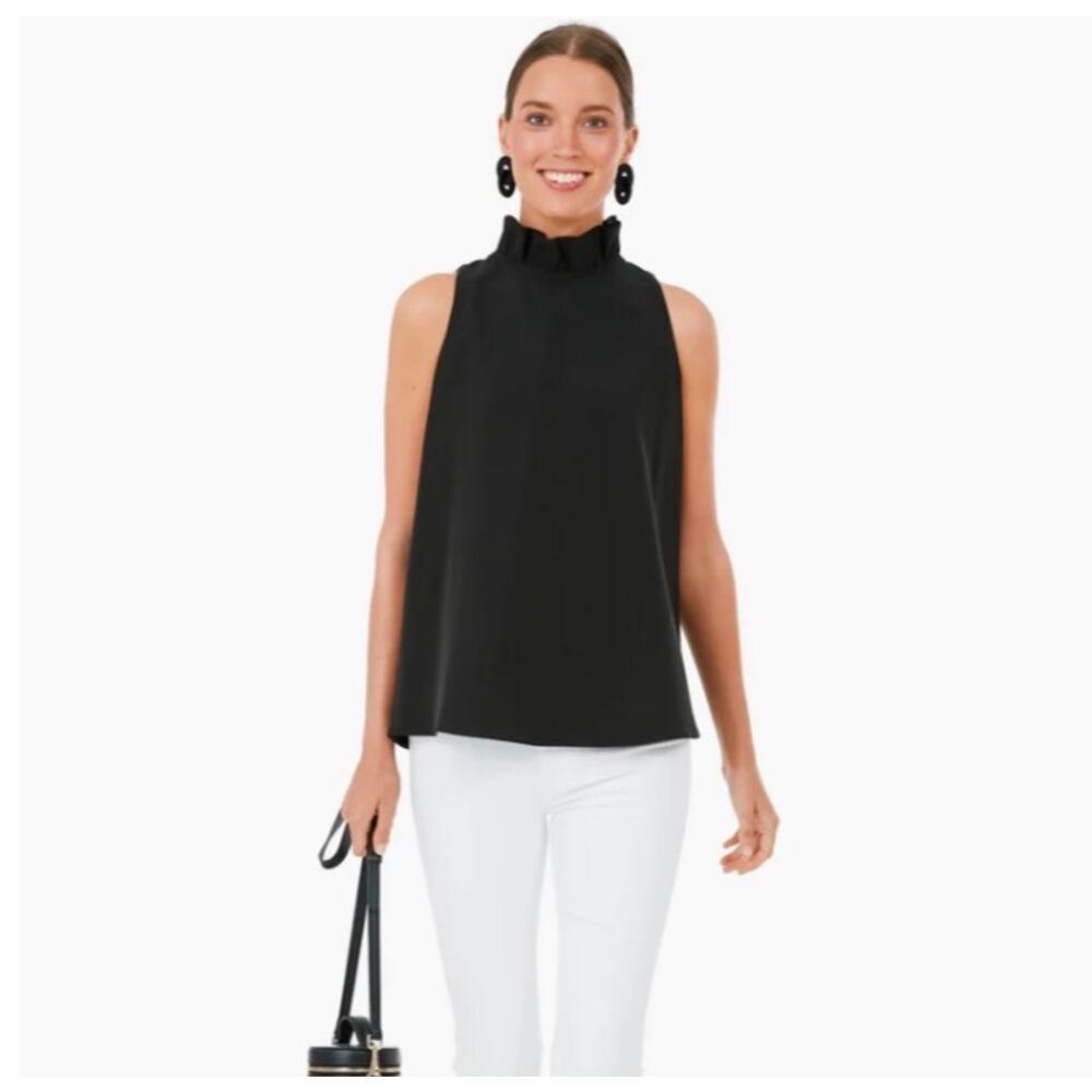 Tuckernuck Black Mason Sleeveless Blouse with Bow Detail, Size XL, NEW